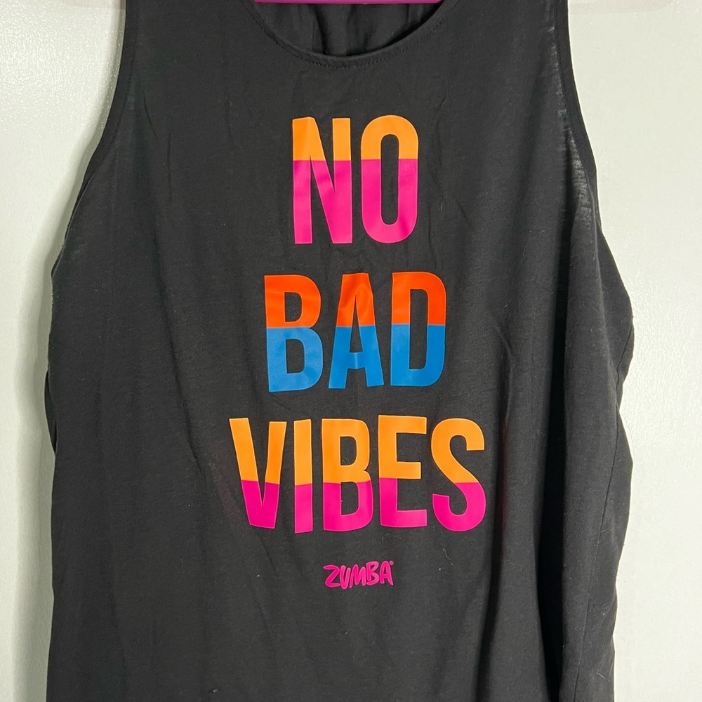 Zumba Dance No Bad Vibes Workout Tank Black - Sz M